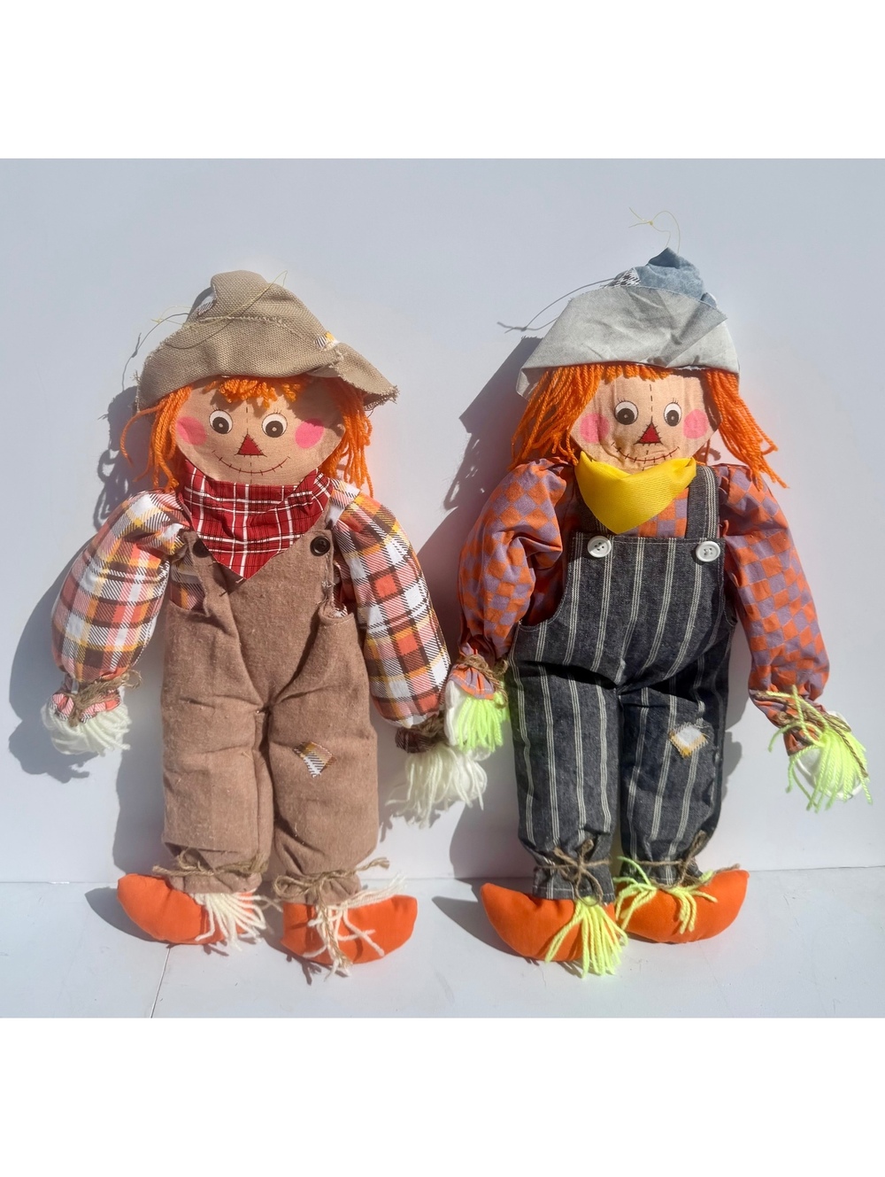 Pair of Autumn Harvest Scarecrows 22”